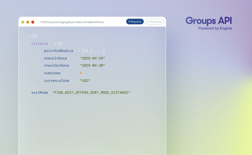 Groups API request and response payload powered by Engine
