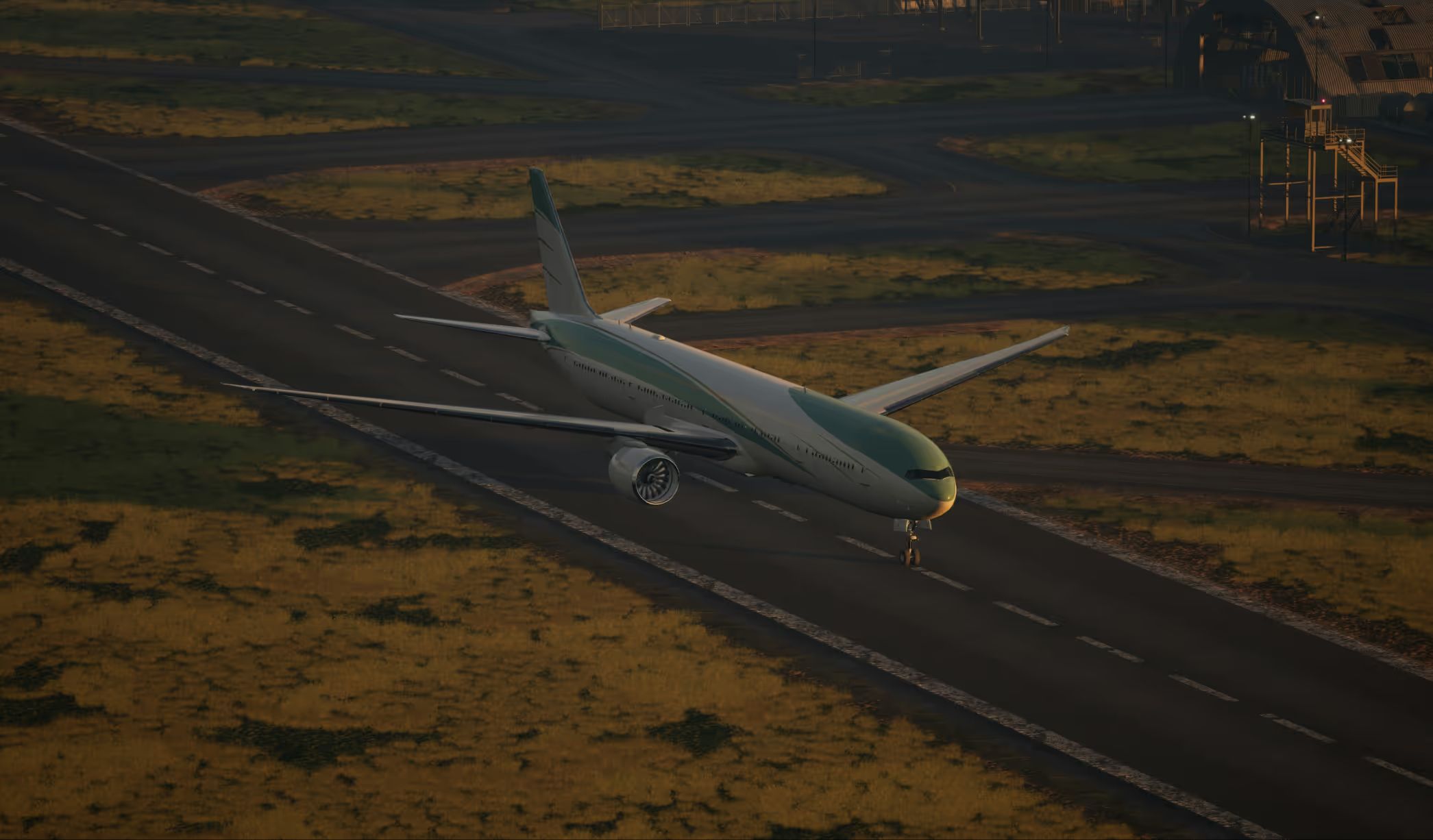 A plane on a lane