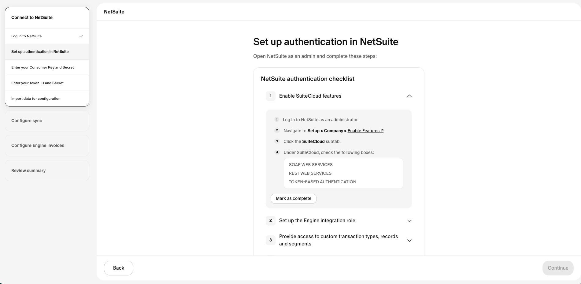 NetSuite SuiteCloud feature toggles: SOAP, REST, and Token-Based Authentication