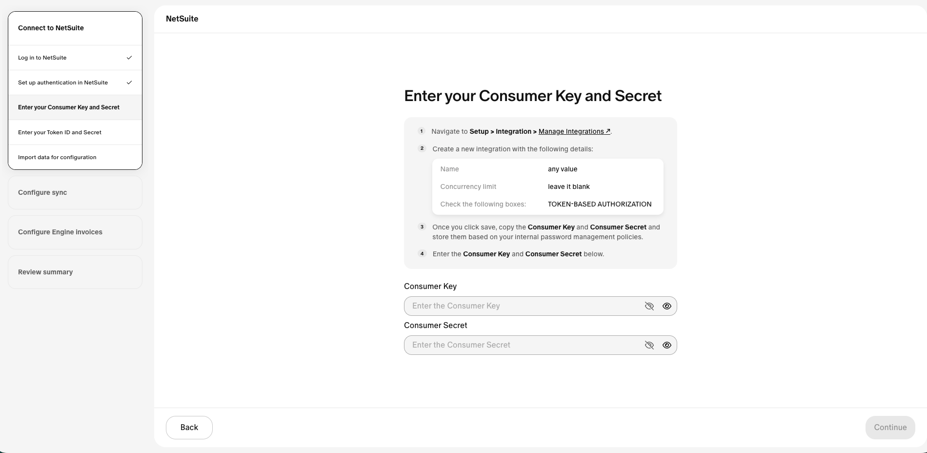 Creating a NetSuite integration record with Token-Based Authentication enabled