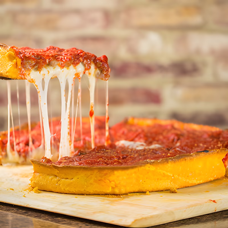 Chicago-style deep dish pizza