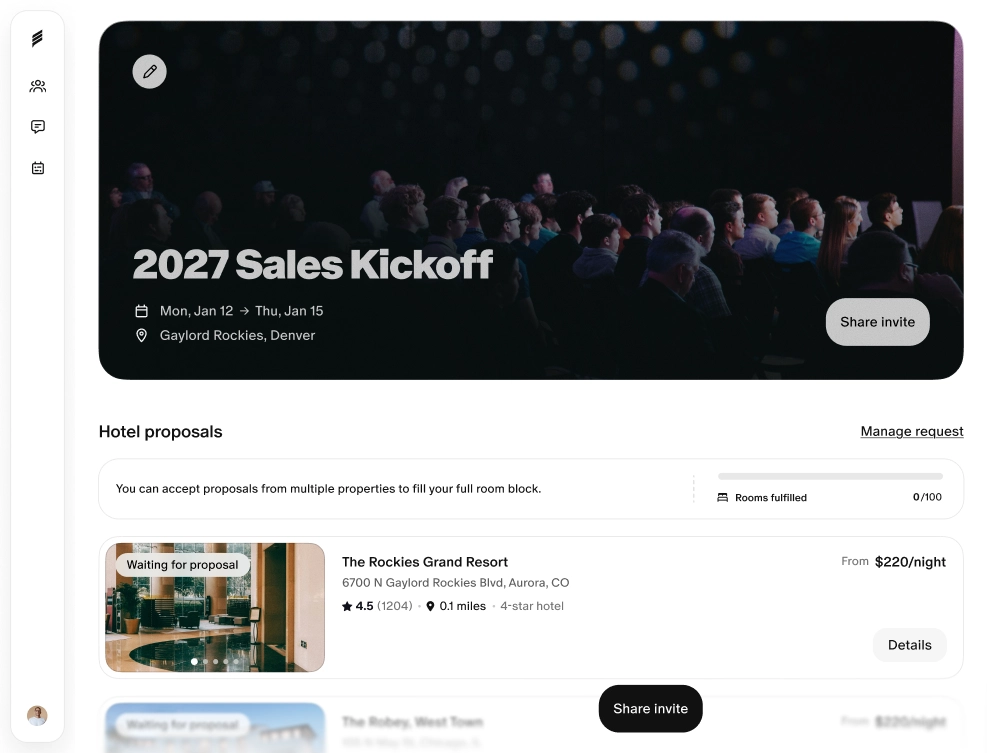 A team at a sales kickoff event